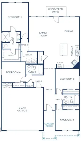 2D floor plan layout of this home in Hillside Village, Temple, TX (Image 2). 2D floor plan layout of this home in Hillside Village, Temple, TX (Image 2).