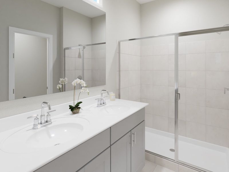 Dual vanities perfect for getting ready.