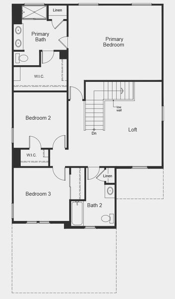 2D floor plan layout for the Plan 2212 by KB Home in Mandarina Reserve, Marana, AZ (Image 4).