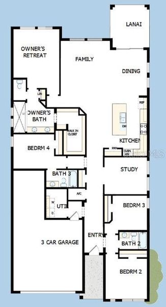 2D floor plan layout of this home in Waterset Classic Series, Apollo Beach, FL (Image 4).