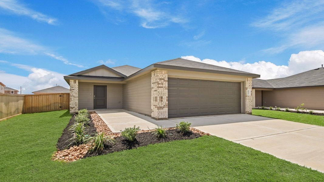 Representative exterior photo of a completed home built from the Estero by D.R. Horton in Mill Creek, Magnolia, TX (Image 2). Representative exterior photo of a completed home built from the Estero by D.R. Horton in Mill Creek, Magnolia, TX (Image 2).