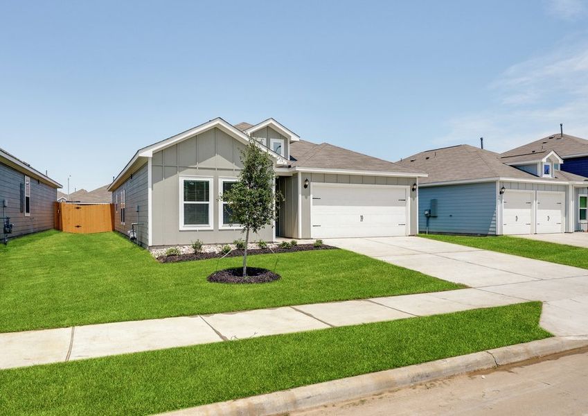 The Sabine has a driveway that leads to the garage. The Sabine has a driveway that leads to the garage.