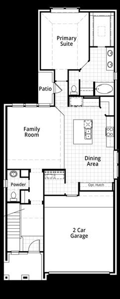 2D floor plan layout for the Lyndhurst by Highland Homes in Pomona: 42ft. lots, Manvel, TX (Image 7).