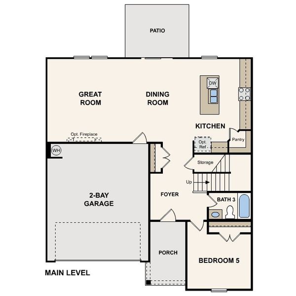 2D floor plan layout for the Caldwell by Century Communities in Grants Landing, Salisbury, NC (Image 3).