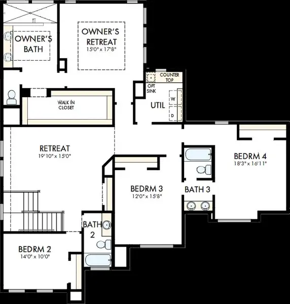 2D floor plan layout of this home in Easthaven at Bridgeland Central - Horizon Collection, Cypress, TX (Image 5).