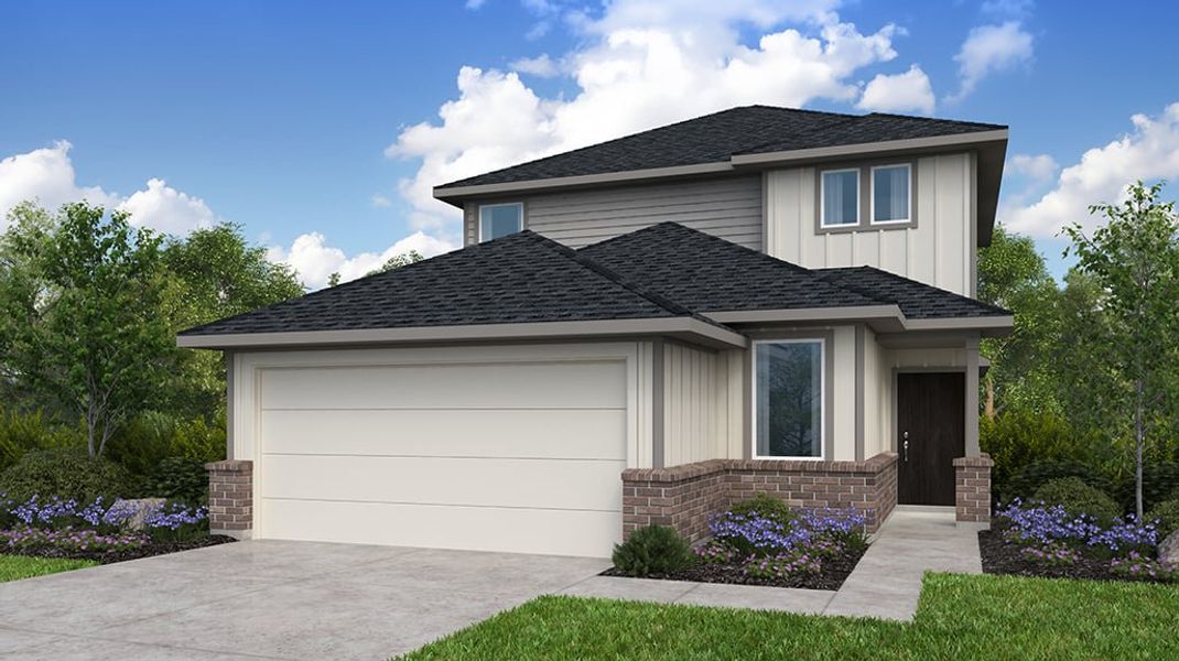 Representative exterior photo of a completed home built from the Nolan by Taylor Morrison in Hockley Meadows 40s, Hockley, TX (Image 1).