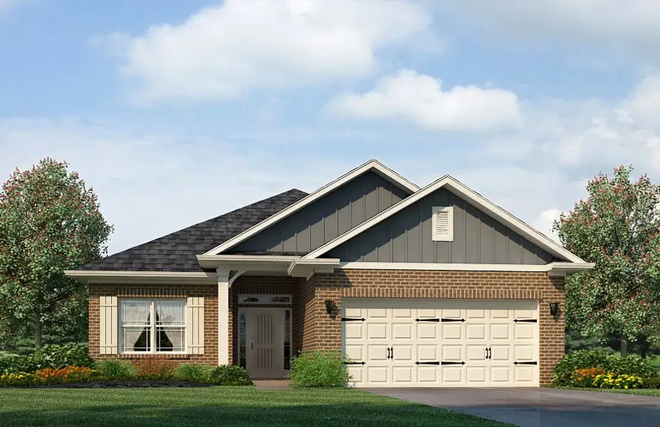 Representative exterior photo of a completed home built from the 1830 by Adams Homes in Longneedle, Rocky Mount, NC (Image 2). Representative exterior photo of a completed home built from the 1830 by Adams Homes in Longneedle, Rocky Mount, NC (Image 2).