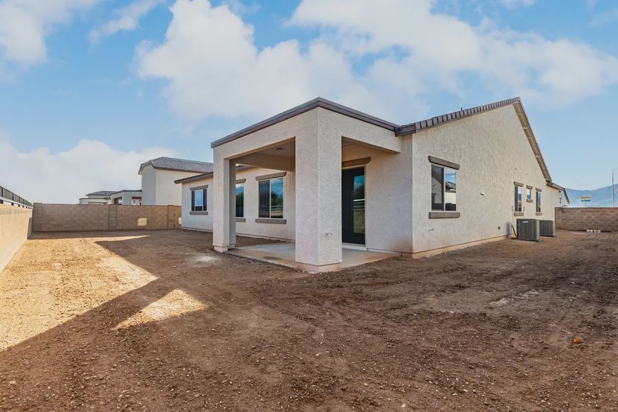 Exterior details and patio area of a home in Valencia at Granite Vista, Waddell (Image 4).