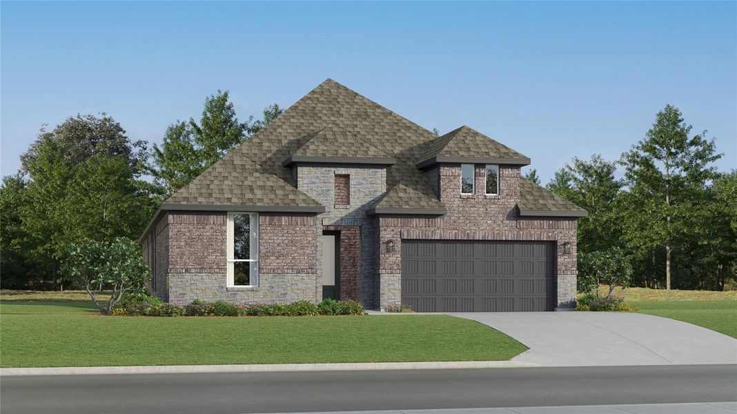 Front exterior of a new home in Cotton Brook, Hutto, TX, highlighting curb appeal (Image 22).