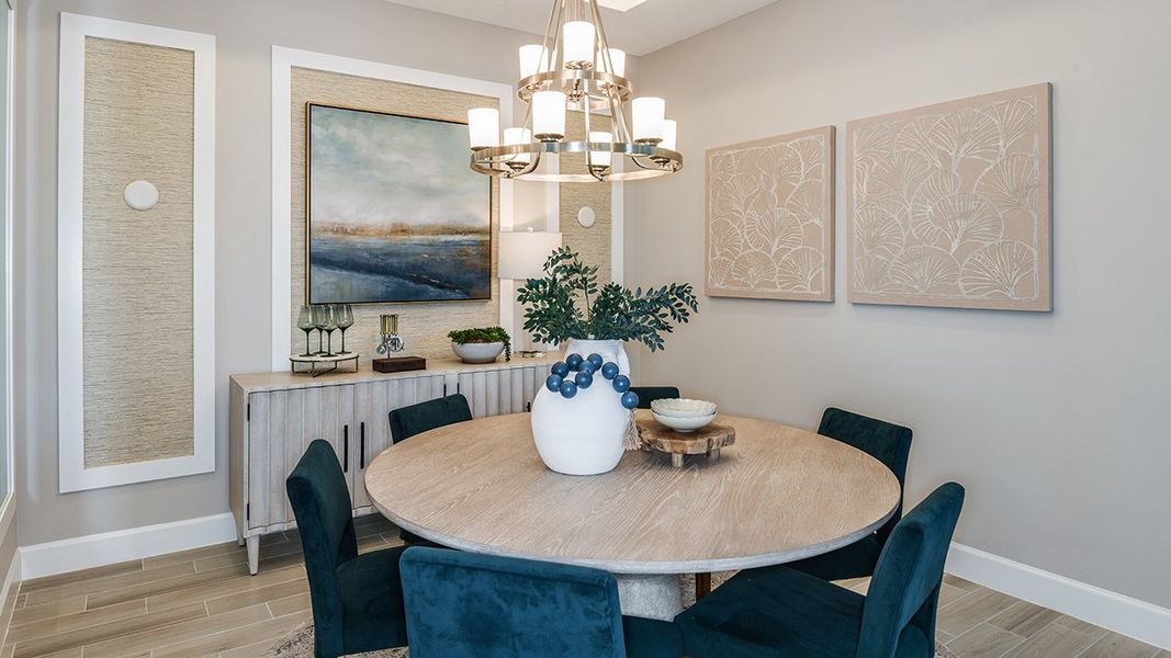 Furnished interior view inside a new home in Esplanade at Kingston, Estero (Image 16).
