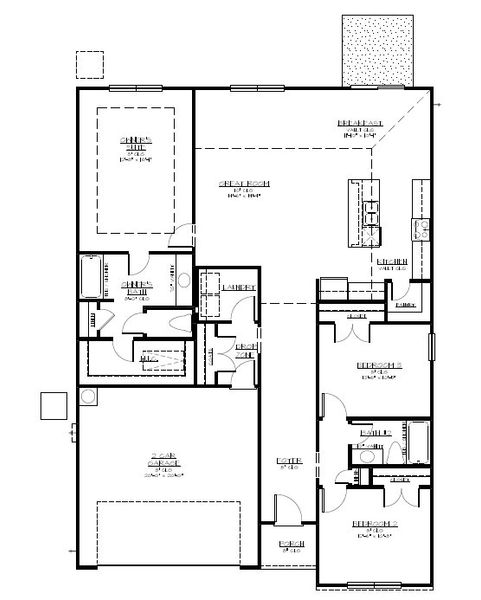 2D floor plan layout of this home in Heritage at New Riverside, Bluffton, SC (Image 2).