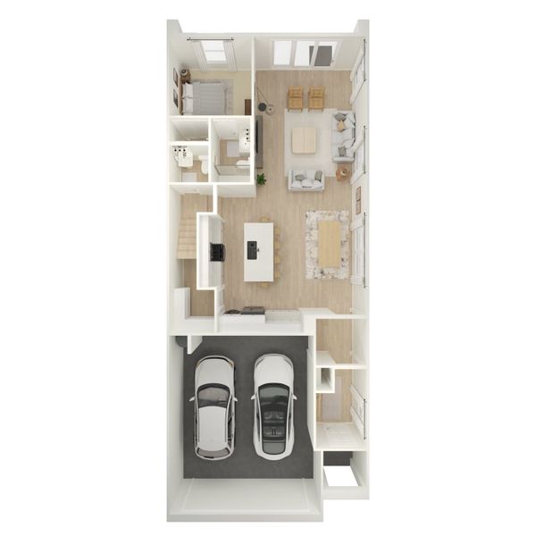 2D floor plan layout for the Laconia III - End Unit by K. Hovnanian® Homes in Aria at Silverstone, Scottsdale, AZ (Image 4).