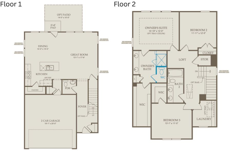 2D floor plan layout of this home in Saunders Farm, Willow Spring, NC (Image 3).