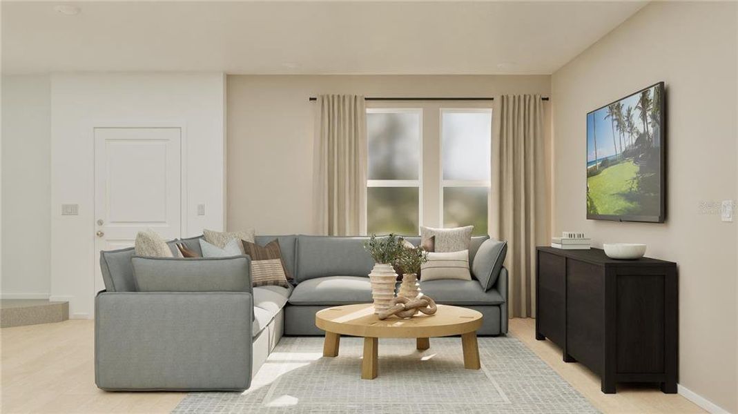 Furnished interior view inside a new home in The Glades at Crossprairie: Trail Townhomes, St. Cloud (Image 9). Furnished interior view inside a new home in The Glades at Crossprairie: Trail Townhomes, St. Cloud (Image 9).