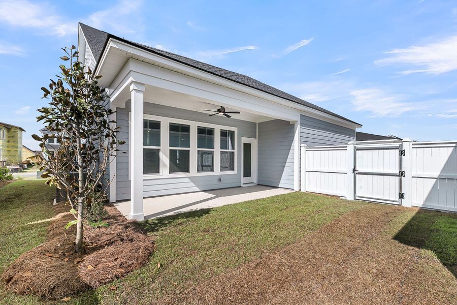Exterior details and patio area of a home in Nexton – Midtown – The Garden Collection, Summerville (Image 2).