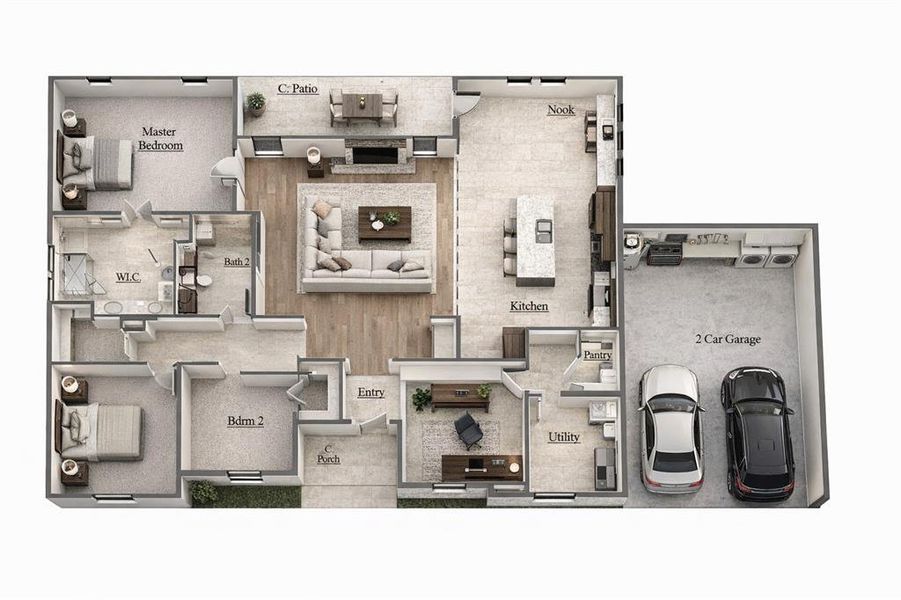 AI Representation of Floor Plan with Interior Selections AI Representation of Floor Plan with Interior Selections