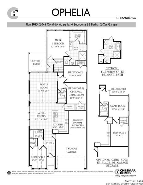 2D floor plan layout of this home in Stream Waters, Seguin, TX (Image 3).