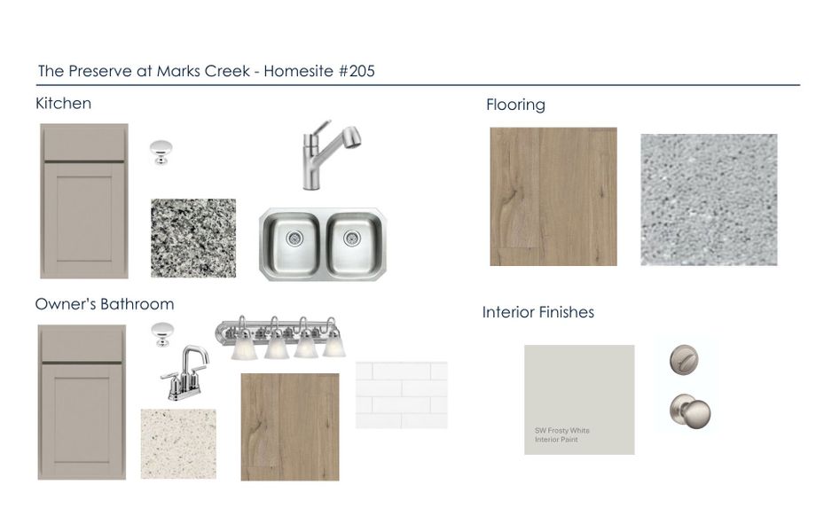 Sample of building materials used in homes in The Preserve at Marks Creek, Knightdale (Image 20).