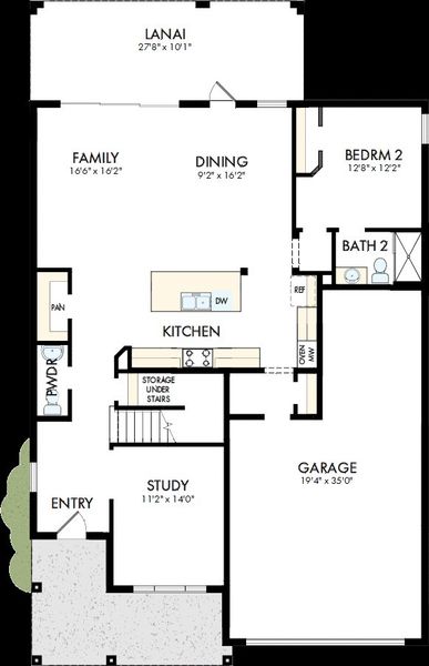 2D floor plan layout of this home in Palmeras at Crossprairie – The Grove Collection, St. Cloud, FL (Image 2). 2D floor plan layout of this home in Palmeras at Crossprairie – The Grove Collection, St. Cloud, FL (Image 2).
