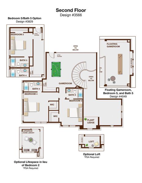 2D floor plan layout for the Grand Prestige by Grand Homes in Grand Oaks, Celina, TX (Image 5).