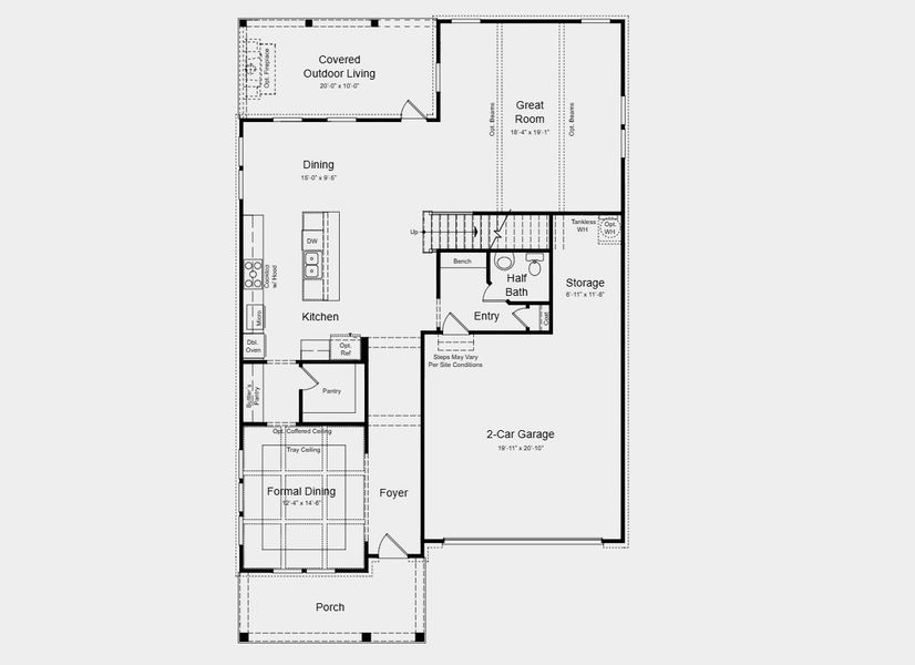 2D floor plan layout for the Champagne by Taylor Morrison in Towson Village, Peachtree City, GA (Image 3).