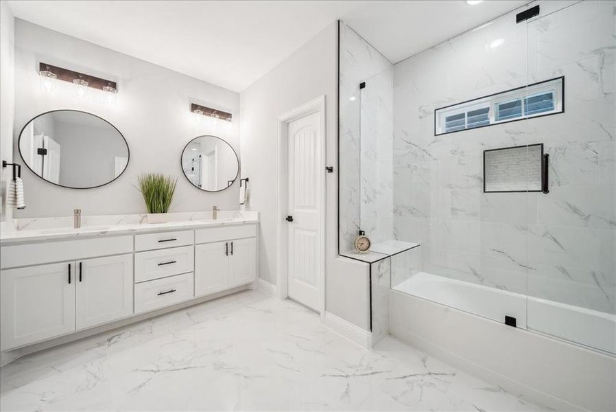 Bathroom with separate shower and tub and vanity