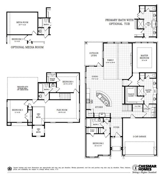 2D floor plan layout for the Madison 50′ by Chesmar Homes in Prominence – Now Selling, San Antonio, TX (Image 3).