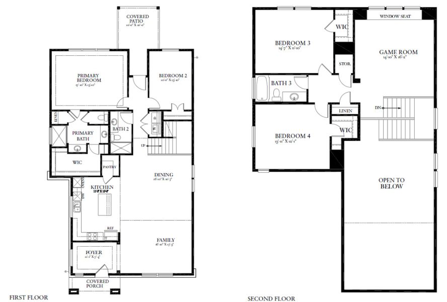 2D floor plan layout for the Fenway by Pacesetter Homes in Easton Park, Austin, TX (Image 3).