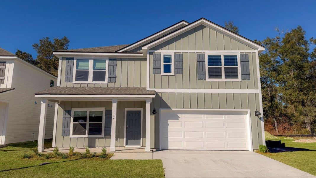 Front exterior of a new home in Misting Springs, Crawfordville, FL, highlighting curb appeal (Image 1). Front exterior of a new home in Misting Springs, Crawfordville, FL, highlighting curb appeal (Image 1).