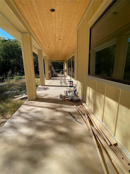 Beautiful extended porch along back of house Beautiful extended porch along back of house