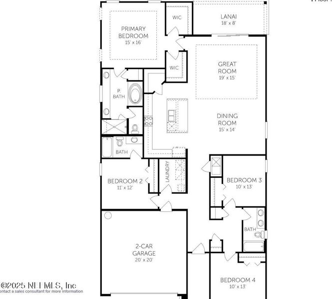 2D floor plan layout of this home in Brook Forest - Single Family Homes, St. Augustine, FL (Image 4). 2D floor plan layout of this home in Brook Forest - Single Family Homes, St. Augustine, FL (Image 4).