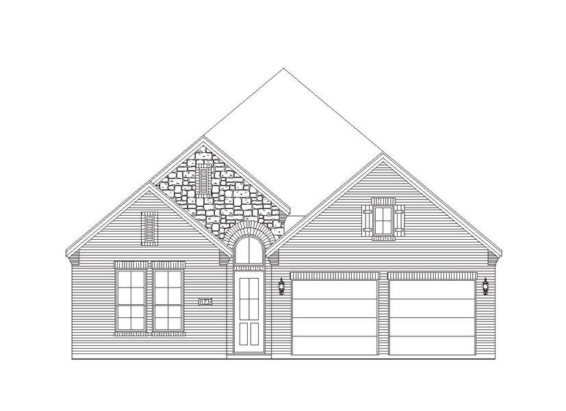Exterior rendering of this home design in Oak Ridge Park, Corinth, TX (Image 1). Exterior rendering of this home design in Oak Ridge Park, Corinth, TX (Image 1).