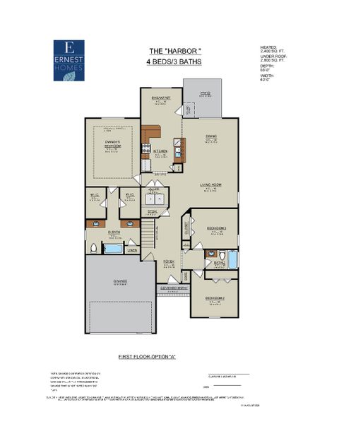2D floor plan layout for the Harbor by Ernest Homes in Wexford, Richmond Hill, GA (Image 5).