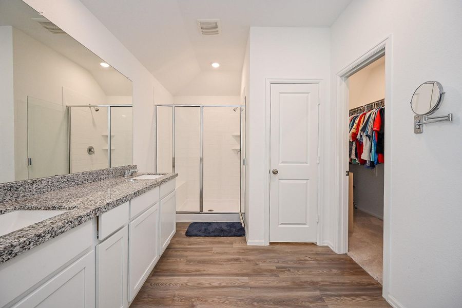 Elegant Bathroom with Walk-In Closet. Elegant Bathroom with Walk-In Closet.