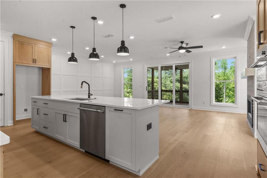 Furnished interior view inside a new home in Waterside Townhomes, Peachtree Corners (Image 3). Furnished interior view inside a new home in Waterside Townhomes, Peachtree Corners (Image 3).