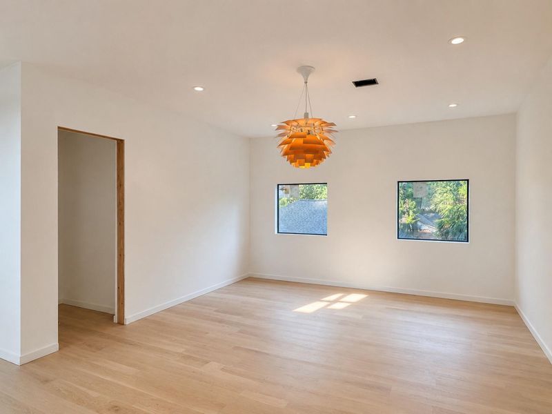 Designer touches throughout the house mesh modern and warmth seamlessly.