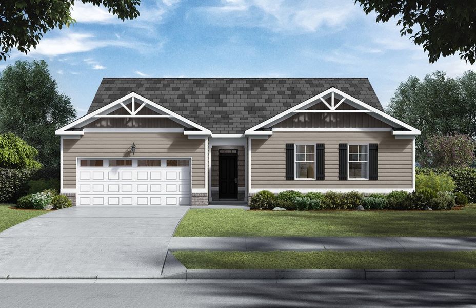 Representative exterior photo of a completed home built from the Denton by D.R. Horton in Chukker Creek Landing, Aiken, SC (Image 1).