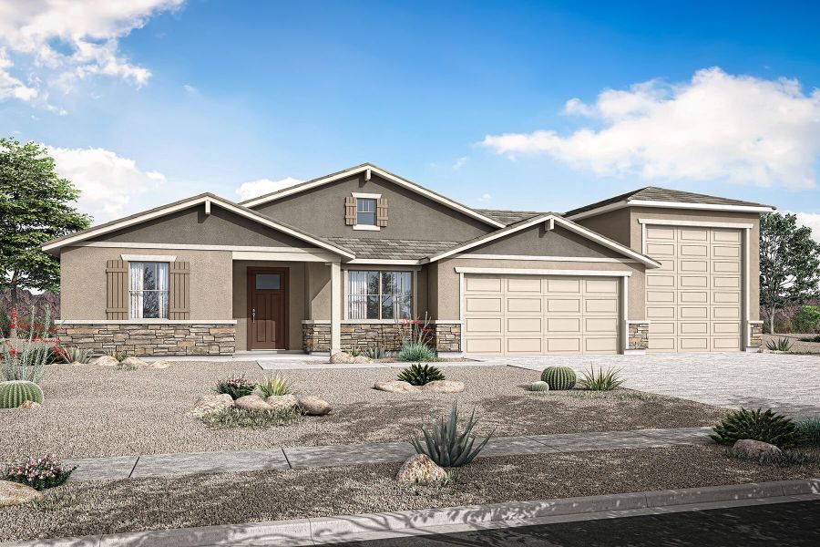 Representative exterior photo of a completed home built from the Orchid by Mattamy Homes in Las Ventanas - RV Collection, Goodyear, AZ (Image 3). Representative exterior photo of a completed home built from the Orchid by Mattamy Homes in Las Ventanas - RV Collection, Goodyear, AZ (Image 3).