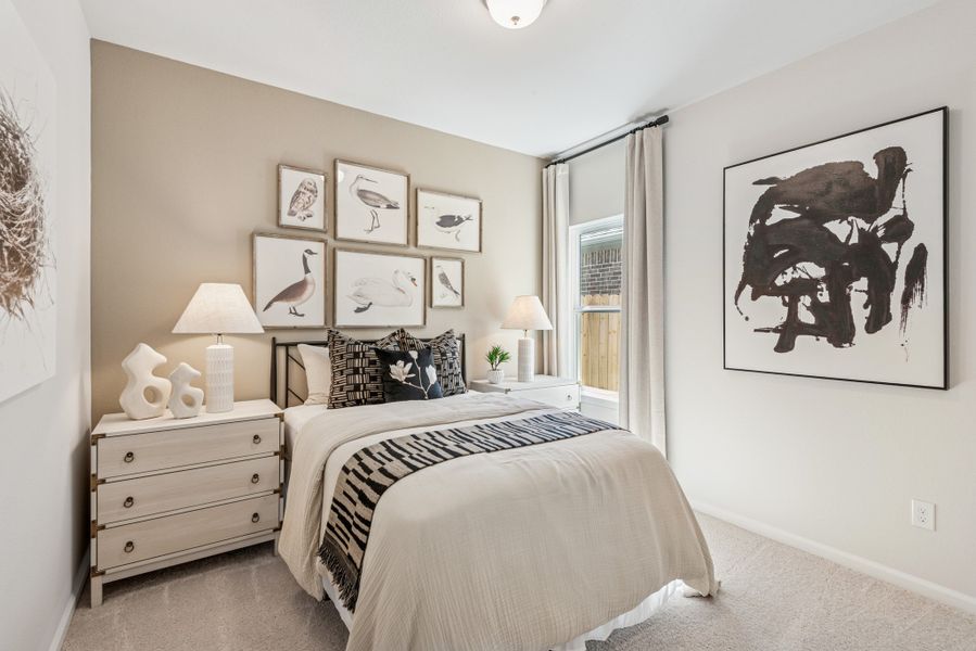 Secondary Bedroom. Staged model home shown for illustration only; actual features, colors, and upgrades may vary. Secondary Bedroom. Staged model home shown for illustration only; actual features, colors, and upgrades may vary.