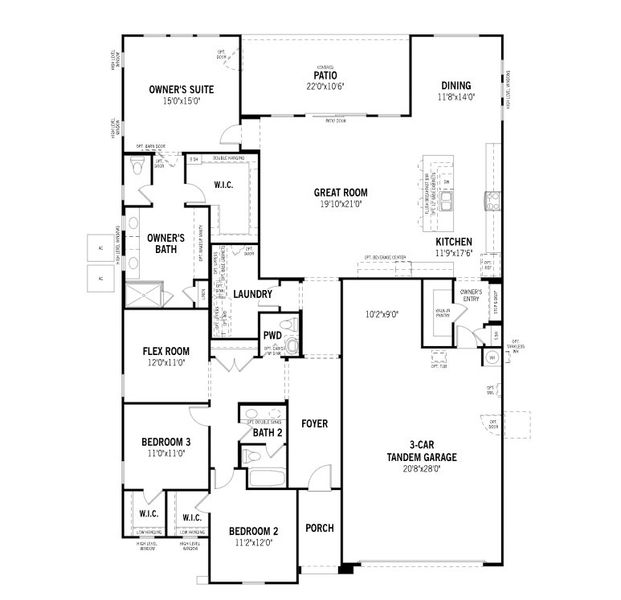 2D floor plan layout of this home in Tierra Vistoso, Surprise, AZ (Image 2).