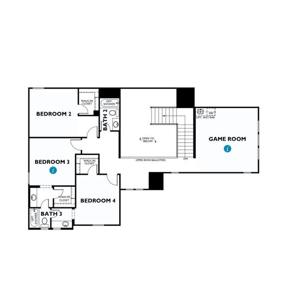 2D floor plan layout for the 6060 by Shea Homes in Sienna 70', Missouri City, TX (Image 3).