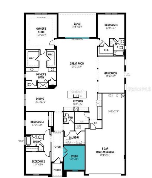 2D floor plan layout of this home in Crosswind Ranch, Parrish, FL (Image 3). 2D floor plan layout of this home in Crosswind Ranch, Parrish, FL (Image 3).