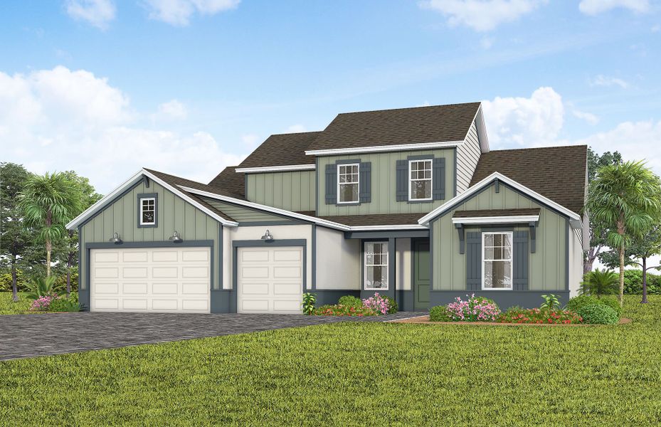 Representative exterior photo of a completed home built from the Stellar Grand by Del Webb in Del Webb Lakehaven, Clermont, FL (Image 14).