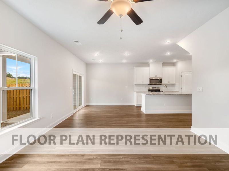 Athens 3 Bedroom Plan Living Room & Kitchen | Ivey Homes