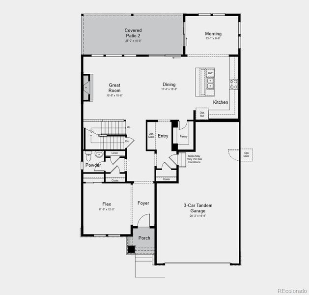2D floor plan layout of this home in Trailstone City Collection, Arvada, CO (Image 3).