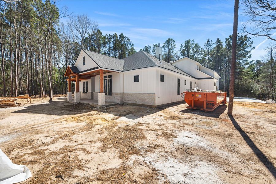 Front elevation showcasing location for your future driveway.