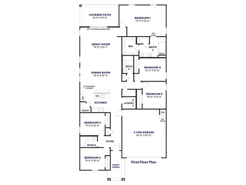 2D floor plan layout for the Laveen by D.R. Horton in The Ridge at Stone Butte, Phoenix, AZ (Image 5).