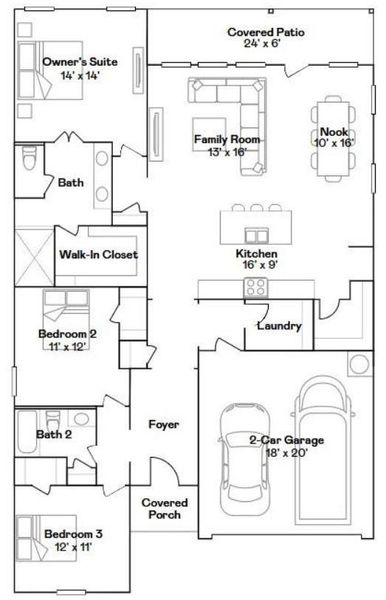 2D floor plan layout of this home in The Grand Prairie, Hockley, TX (Image 4).