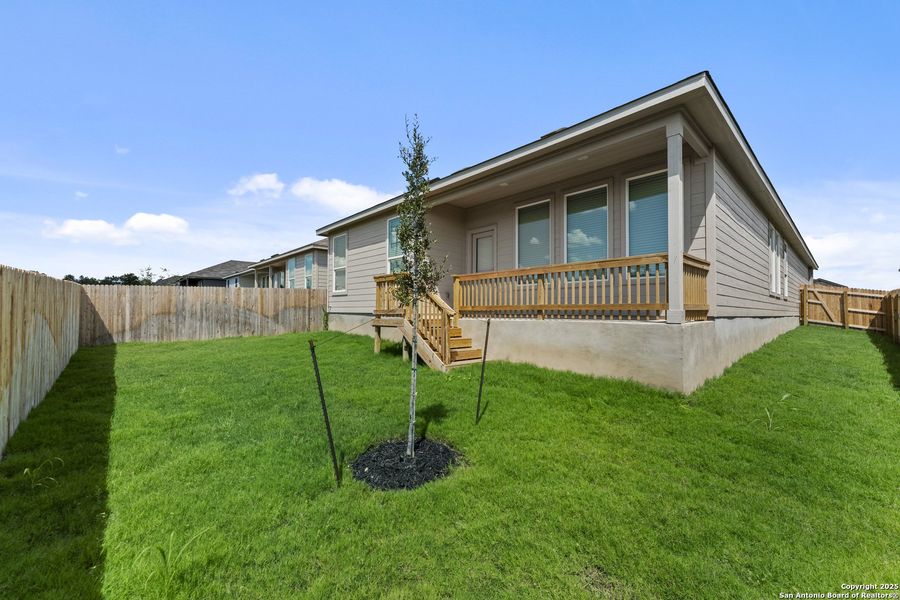 Exterior details and patio area of a home in Hidden Trails: Coastline Collection, Bulverde (Image 2).