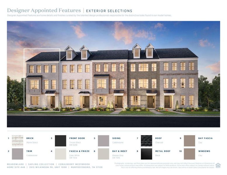 Sample of building materials used in homes in Meadowlark - Sapling Collection, Murfreesboro (Image 6).